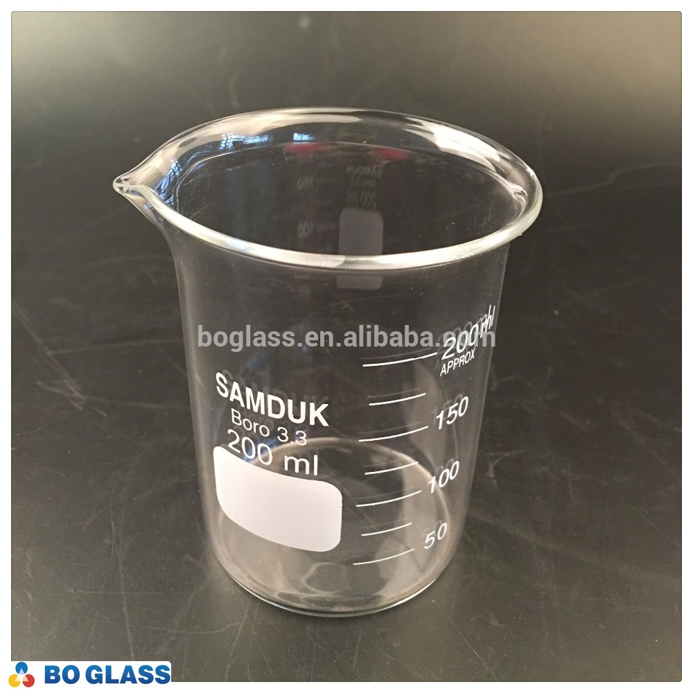 Customized 200ml Laboratory Glass Measuring Beaker with Logo