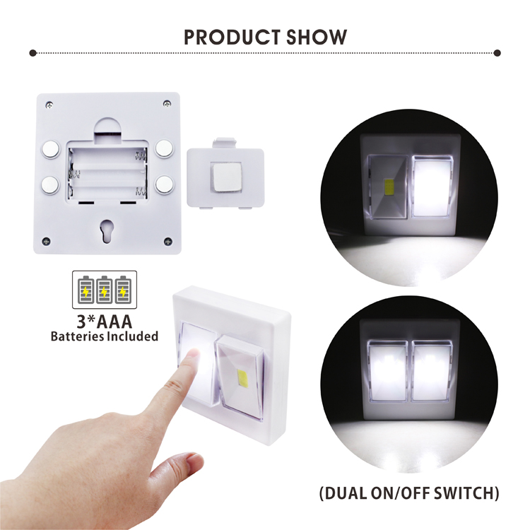 hot sale high quality double cob led wall switch night light lamp