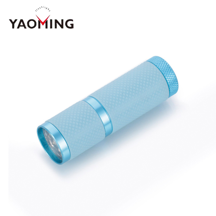 Noctilucent rubber Aluminium 9led torch light mini flashlight promotional/led projector torch for gift