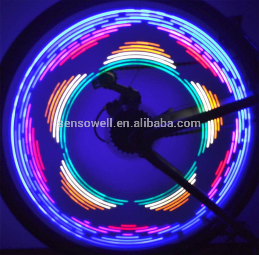 New Arrival Outdoor Night Colorful Bicycle 16LED Wheel Spoke Strip Light Flower Patterns Waterproof Cycling Accessories