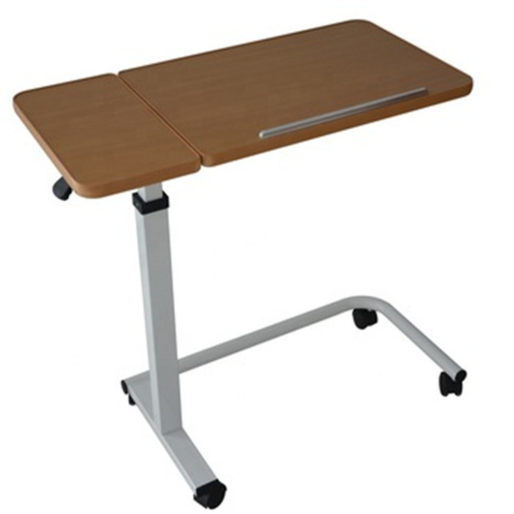 Medical wooden material adjustable overbed table for hospital