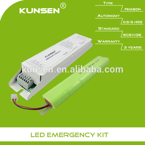 LED tube emergency conversion kit with 100% output for 12W LED tube