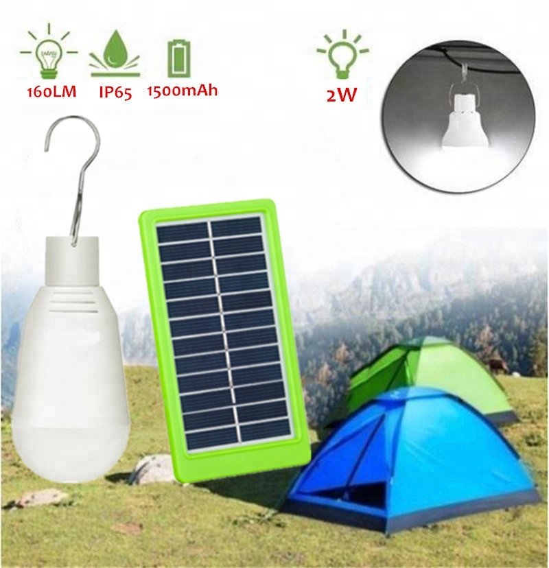 Outdoor Portable Hanging LED Camping Tent Light Bulb with new green solar panel