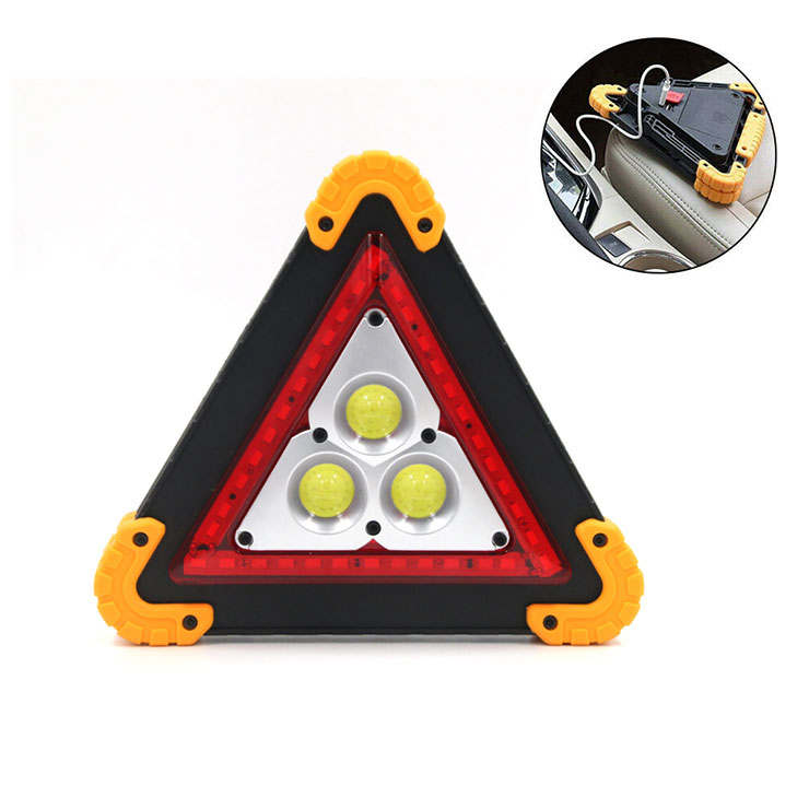 Waterproof Rechargeable Traffic Warning Triangle 3LED Floodlight COB Work Light For Car Repair