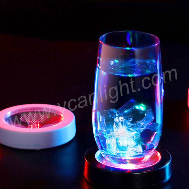 DHL Free Shipping Colorful Waterproof Led drink coaster plastic for cup