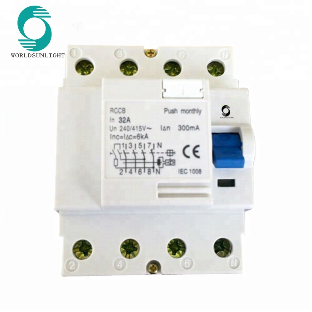 XF360 series F364 BS 4293 10ma 30ma 100ma 300ma 500ma 40a 4p residual current circuit breaker rccb