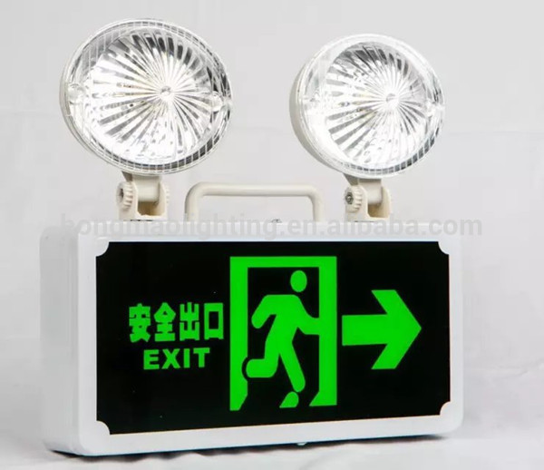 HONGMAO Hot sale exit sign led rechargeable Double Heads emergency light with Vietnamese