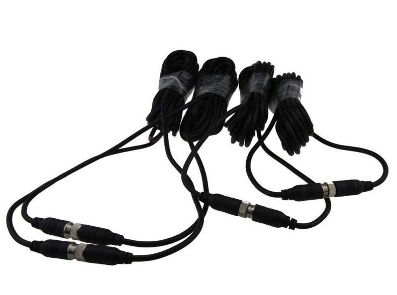 Black Plastic and Metal 4 Pin Male to Female Connector Car Video Cable