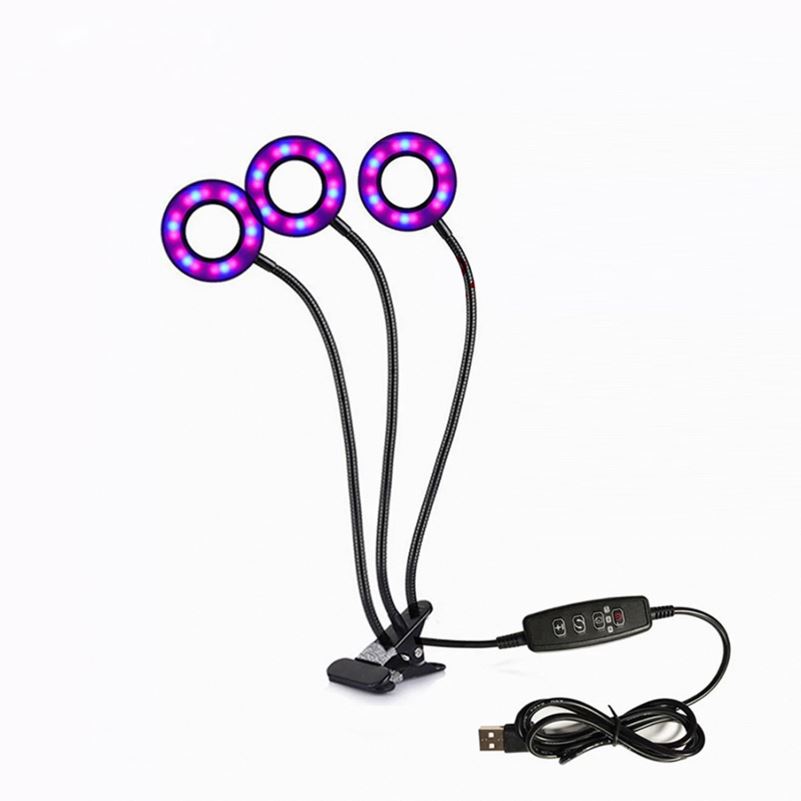 Timing Plant Lamp Dimmable Full Spectrum Three heads Adjustable Gooseneck LED Grow Lights with Timer Control
