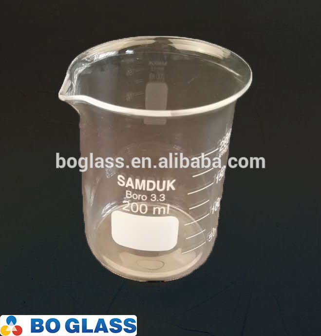 high temperature tolerance 200ml borosilicate glass beaker for chemical experiment