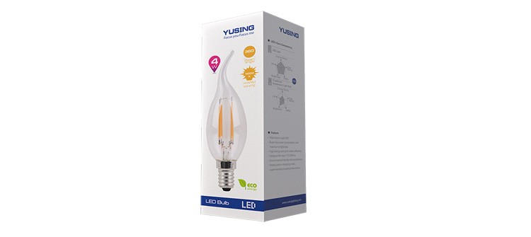 Candle Type CE Light Bulb, E14 LED Candle Lamp, 2W Vintage LED Bulb Filament