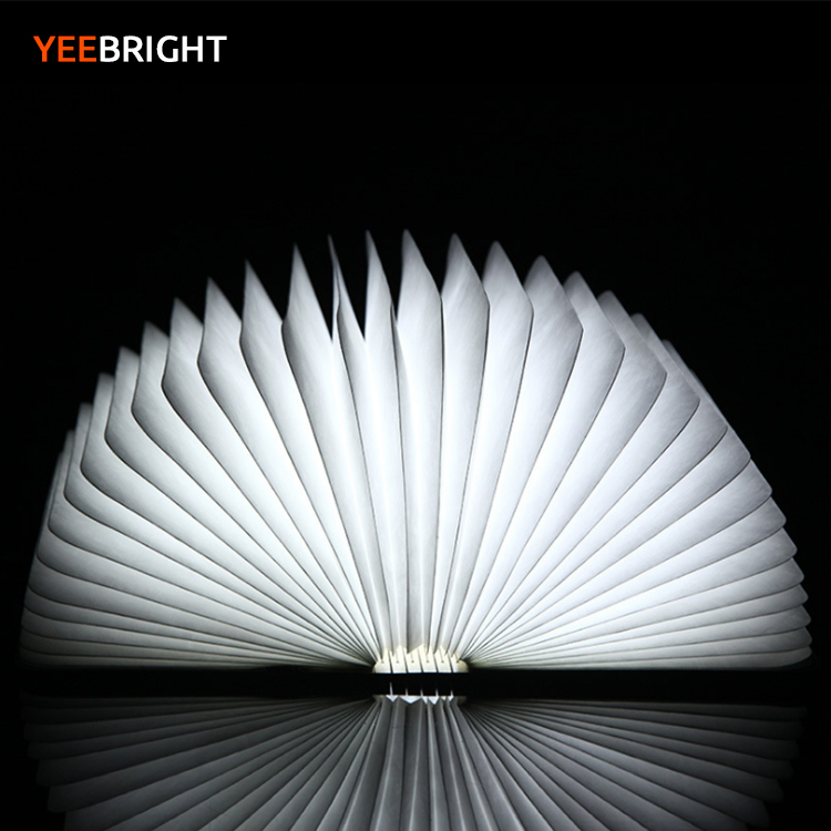 Yeebright led night reading mini book decorative lights 360 degree folding book lamp