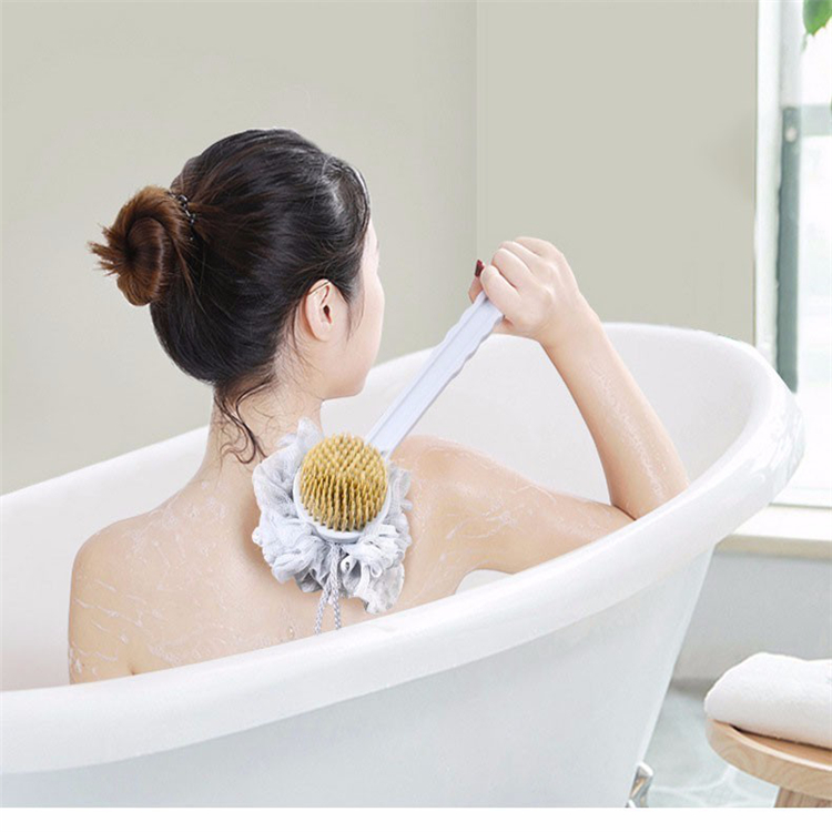 New Arrival Long-handled Double-sided Bath Body Brush SPA Shower Brush Brush with Bath Ball