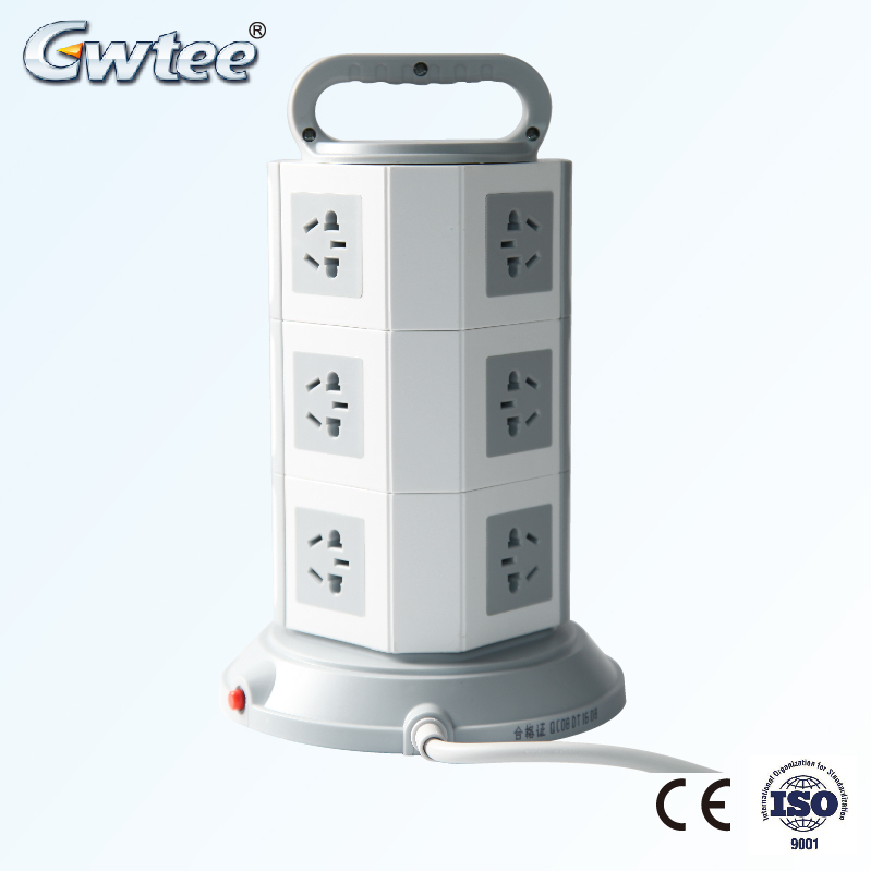 OEM vertical surge protector multiple plug vertical round power tower socket with USB