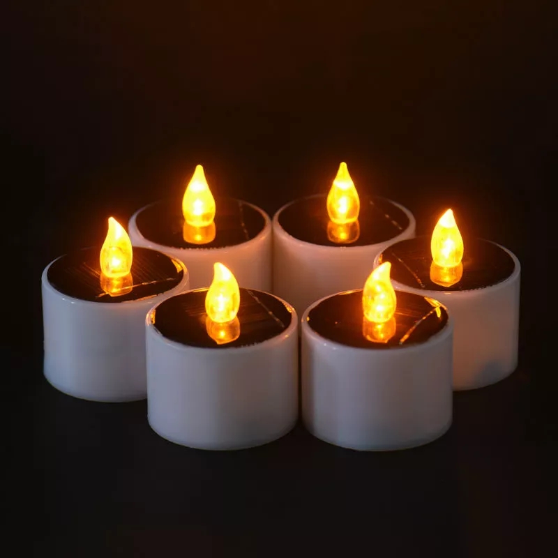 Solar power LED Tealight candles Sun chargeable yellow flickering flameless candles