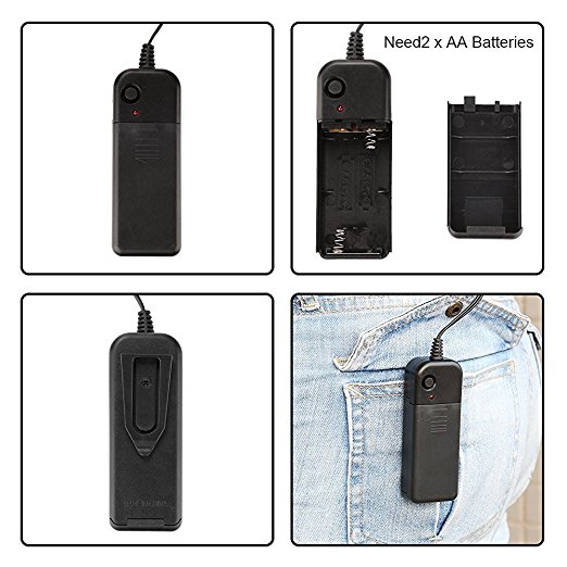 5-Pack El Wire Set, Multi-Color Neon Light with Battery Pack Neon Glowing Strobing Electroluminescent Wire