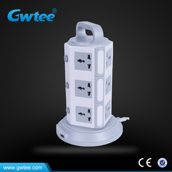 2016 newest surge protector 12 way tower universal power sockets with usb