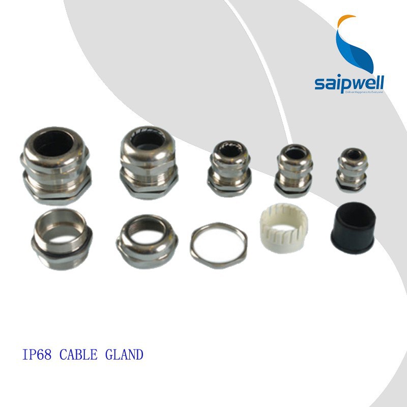 SAIPWELL M16*1.5 2014 Newest IP68 Cable Fittings Brass Plating Nickel Waterproof Cable Gland