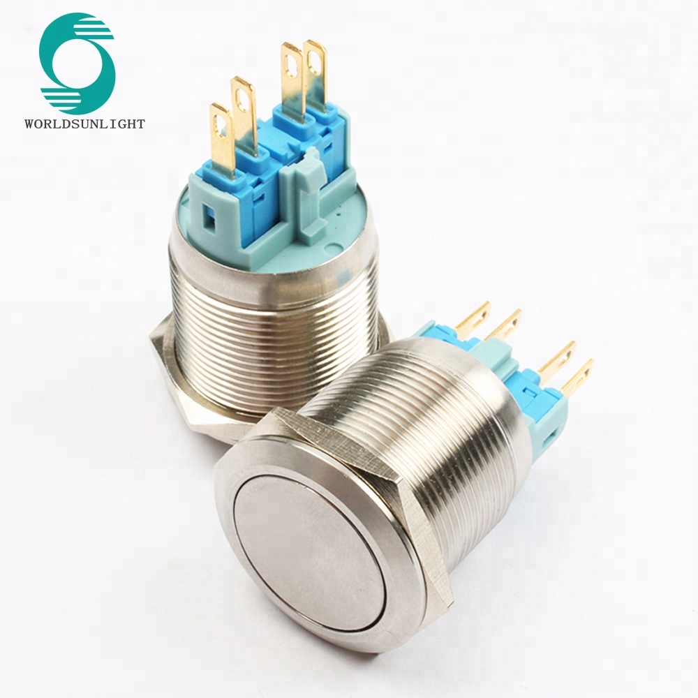 XL22N/F11 IP67 22mm 4 pins non-illuminated momentary or latching waterproof metal brass pushbutton push button switch