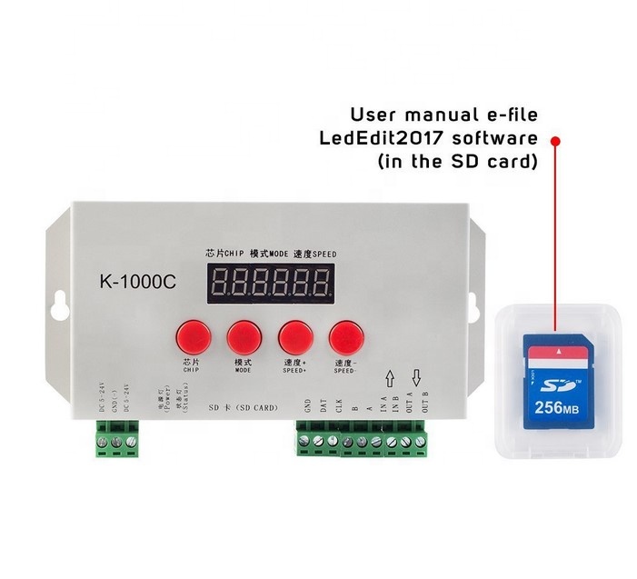 K-1000C with SD card 2048 pixels programmable pixel led light controller / rgb led controller