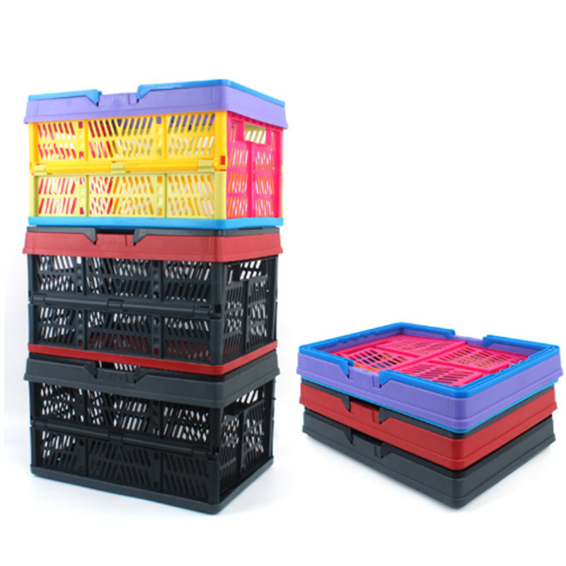 2019 Wholesale Collapsible Plastic Basket Storage Clothes Handle Box Folding Organizer