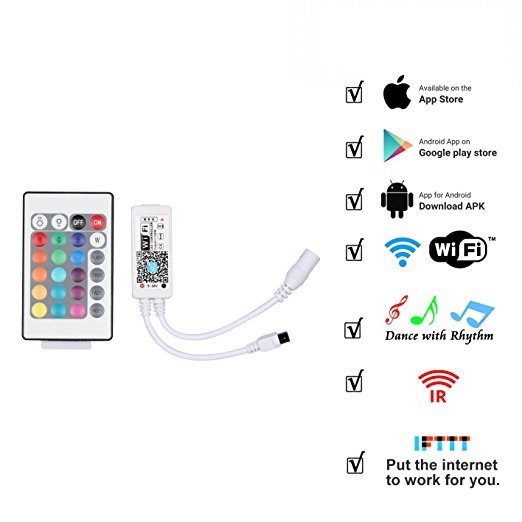 Hot sale WIFI RGB Mini Controller+24 Keys IR Remote Control with factory price