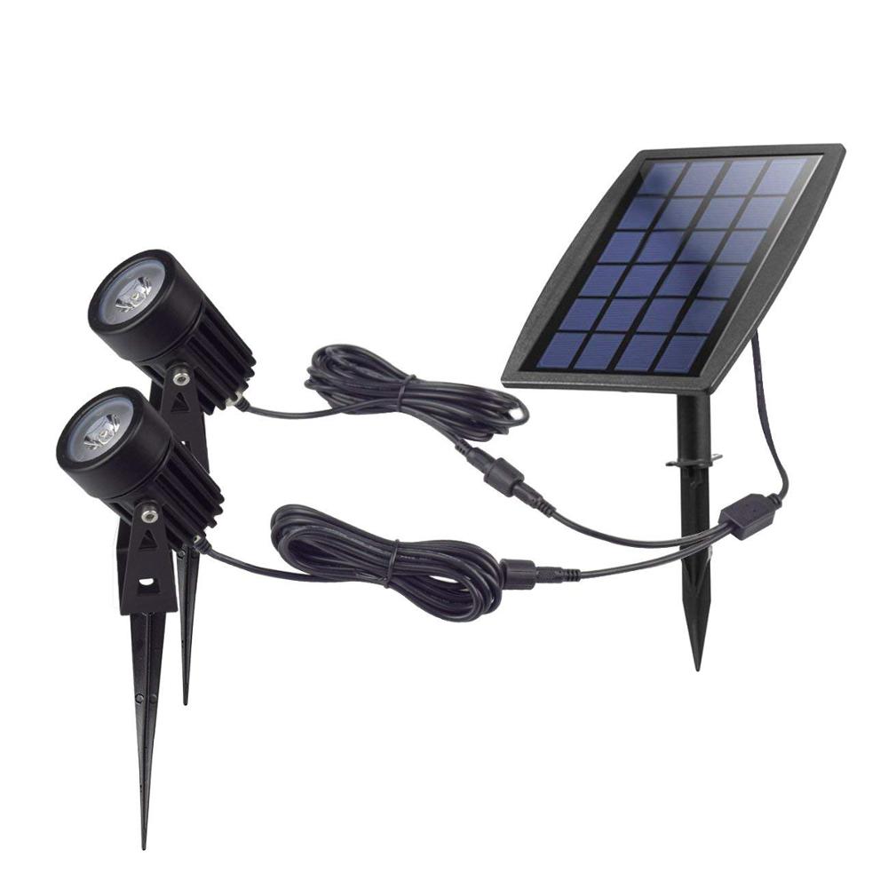 Landscape Waterproof IP65 Outdoor Solar Powered Spotlights with 2 Lights for Patio Lawn Pathway lighting