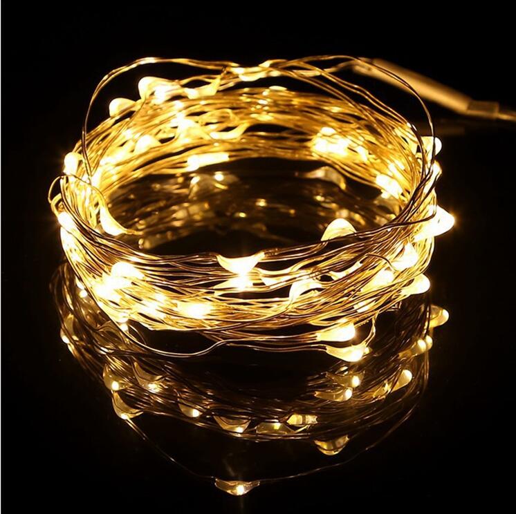 2M Warm White Battery Operated led copper wire string lights for decoration on Christmas trees
