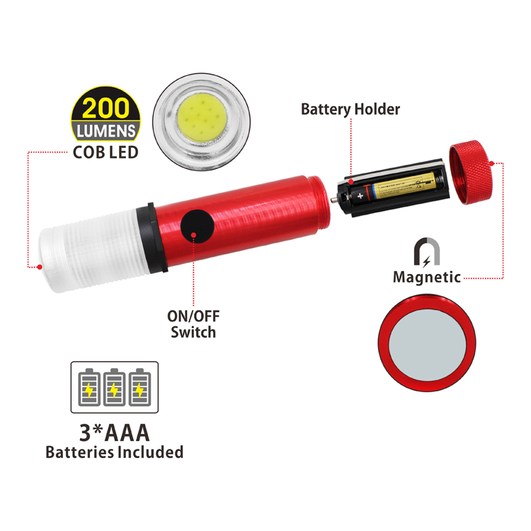 New Products 200 Lumens Ultra Bright COB LED Emergency Flashlight