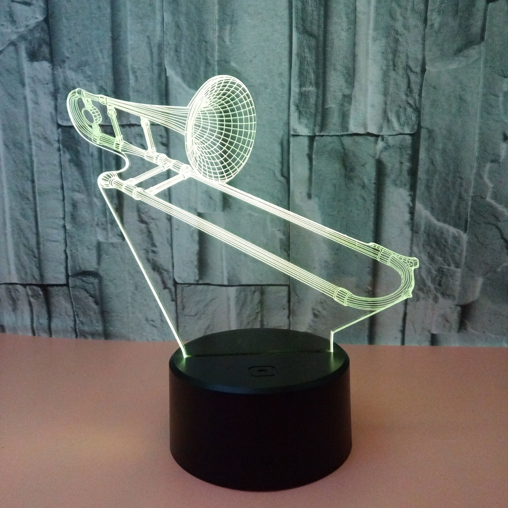 3D Illusion Light Trombone Shape Customizable Garniture in Studio LED RGB