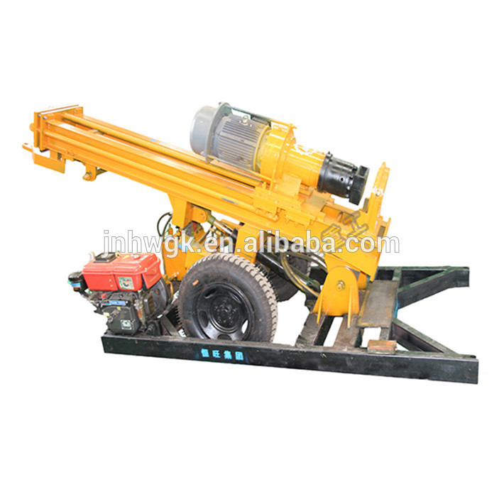 200M depth Crawler full pneumatic DTH drilling rig with air compressor