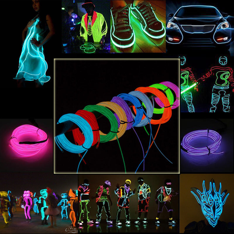 Nicely Neon Glow Flexible EL Strip Tube Wire Light Rope Decoration for Christmas Party