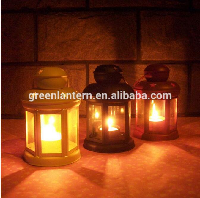 Indoor/Outdoor hanging outdoor candle lantern with a Flameless LED Pillar Candle