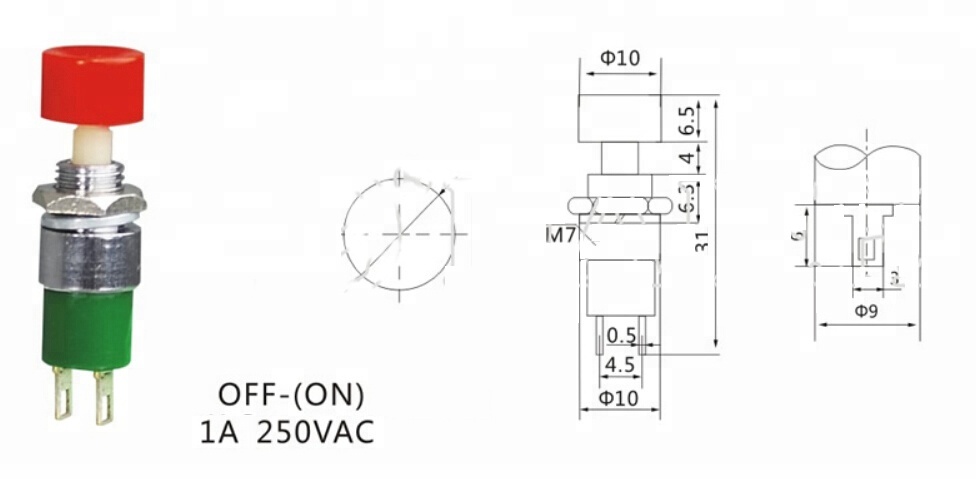 PBS-55B 7mm round OFF-(ON) Momentary mini small push button switch