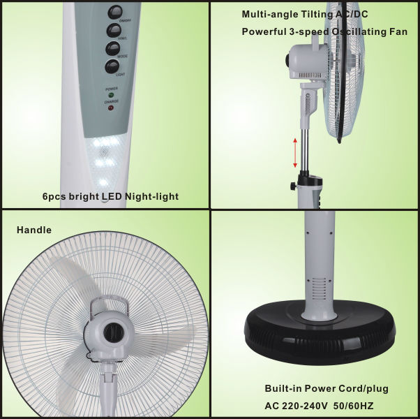 16 rechargeable lead-acid battery operated fan