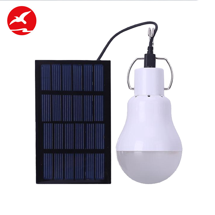 Super bright e27 1.2w rechargeable led solar emergency light bulb