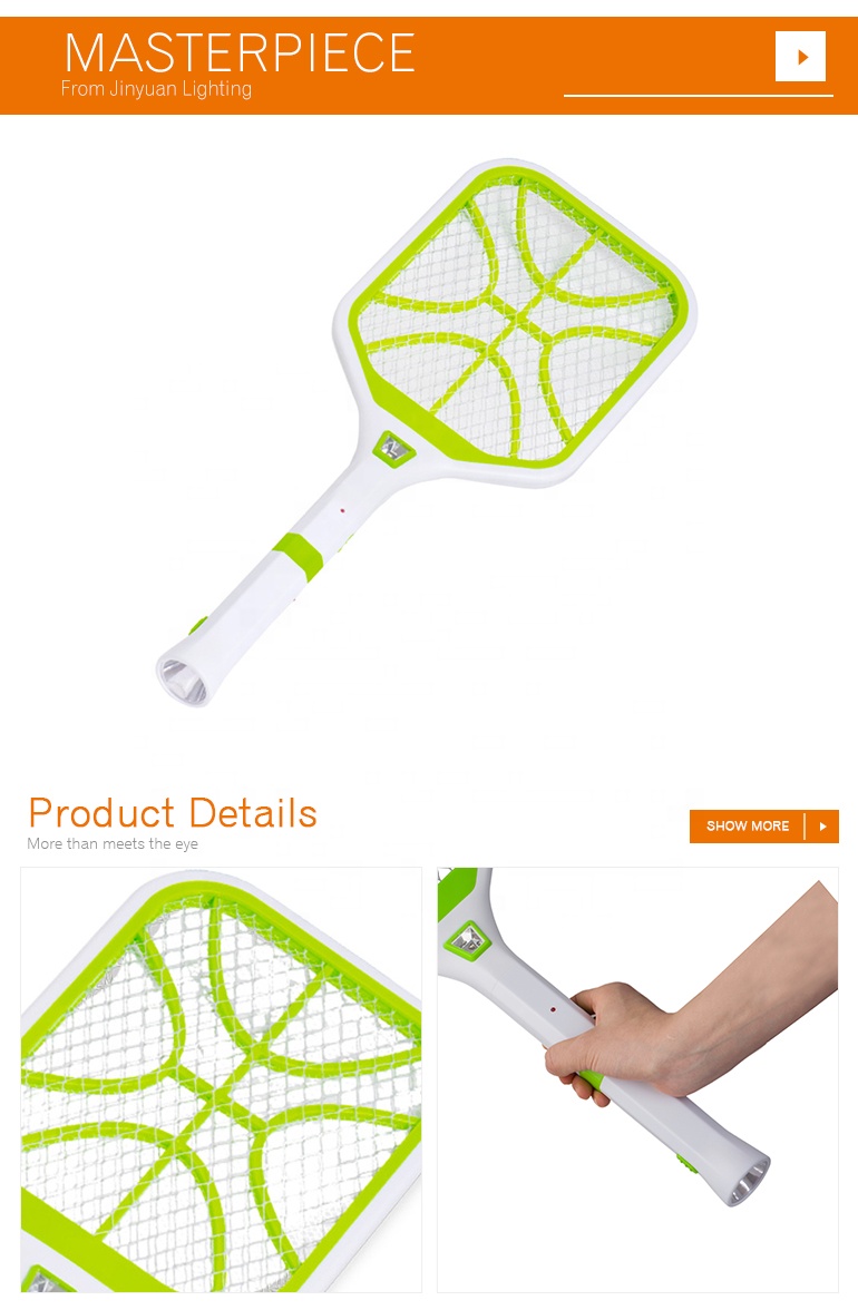 durable rechargeable fly mosquito racket electric swatter with torch