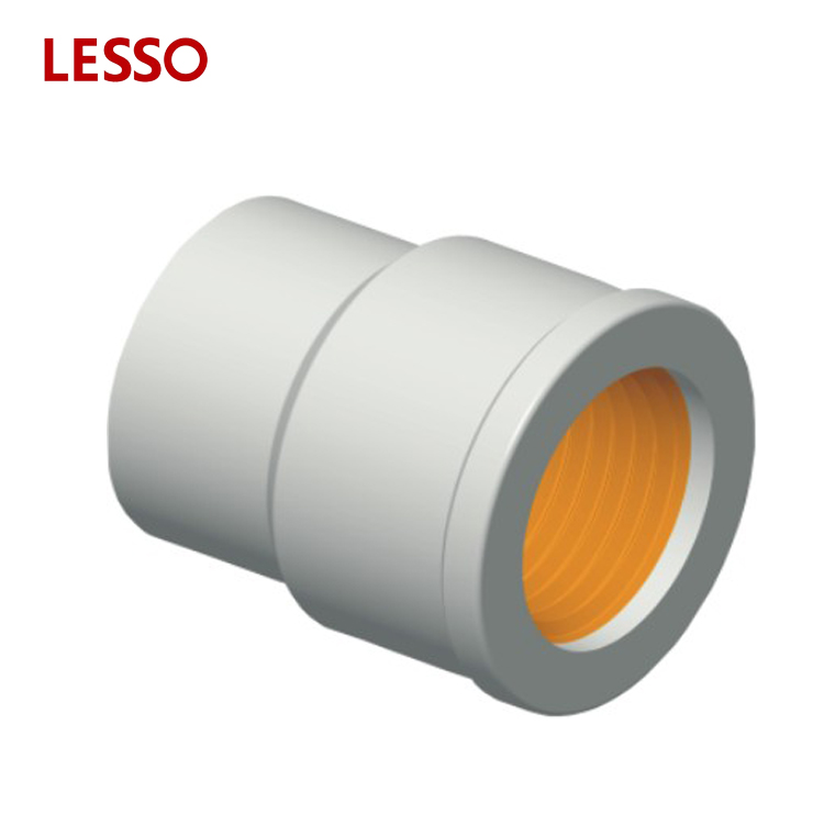 LESSO DIN standard UPVC water duct fittings reducing female thread coupling threaded straight coupling