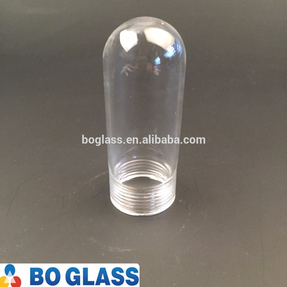 Screw threaded glass tube with round bottom