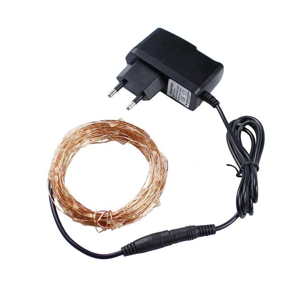 33Ft 100LEDS Outdoor Starry Light Copper Wire String Fairy Light LED DC Power Adapter US UK EU AU Plug