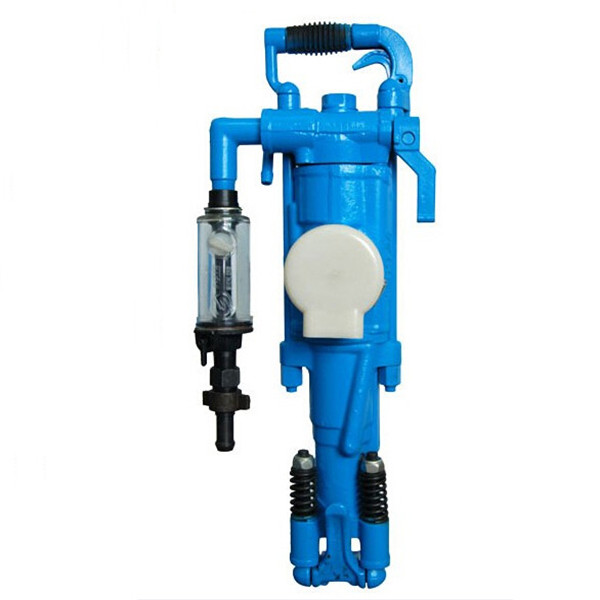 Pneumatic drilling machine with rock drill for vertical and horizontal holes