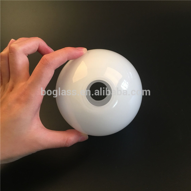 Dia15cm Dia18cm OEM Screw Head Blown Milk Opal White Glass Round Ball Lamp Shade