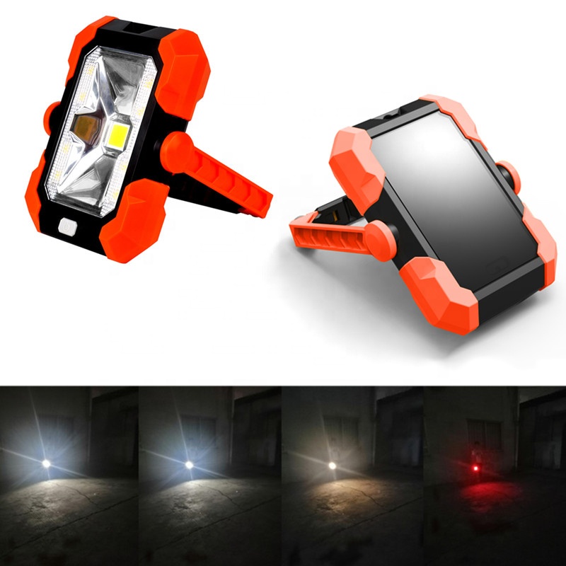 Multifunction Emergency Flashlight Rechargeable CW WW Floodlight Red Flashlight SOS 3 Modes Solar Torch Light USB Input/Output