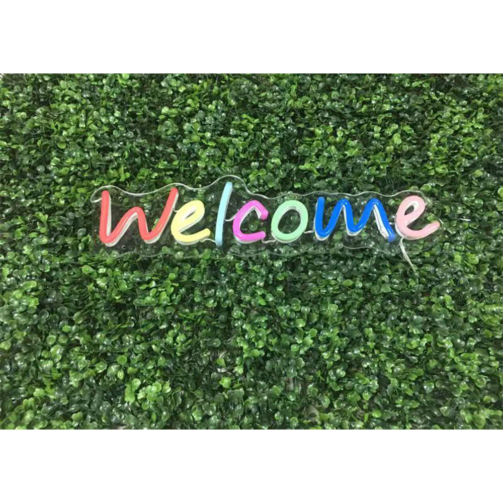 Attractive and Different color acrylic plate with backboard welcome  neon sign for decorative the bar and coffee shop