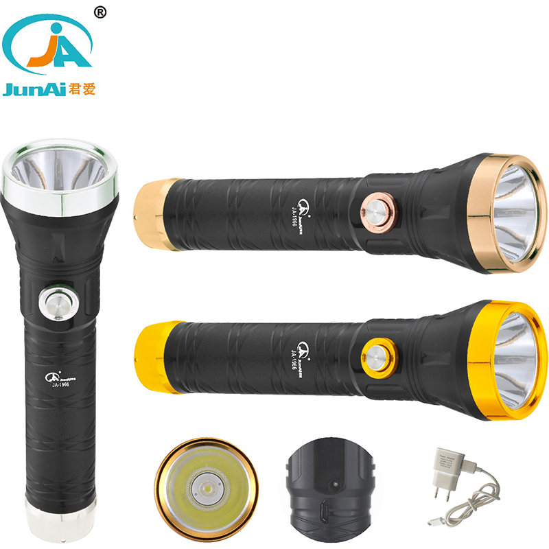 popular led torch rechargeable flashlight with lithium battery torch JA-1966