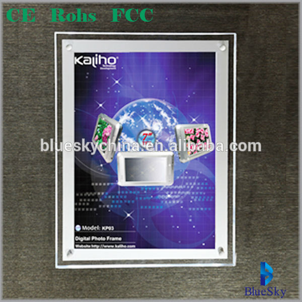 Customize advertising LED frameless acrylic photo frame light box