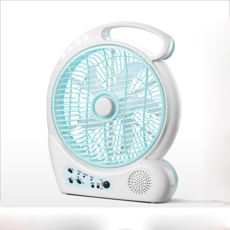 10inch popular plastic radio rechargeable fan with light