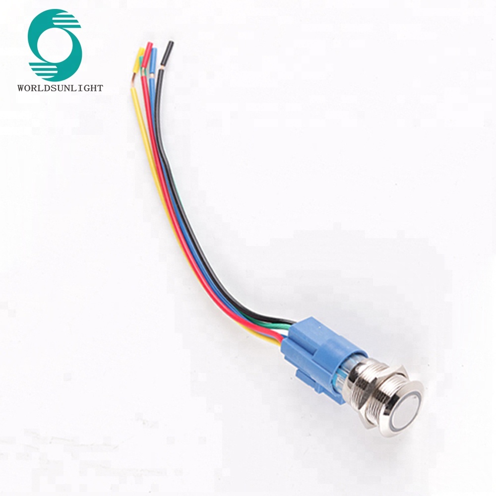 19mm Metal led momentary pushbutton push button switch with wire harness and 8 hole connector