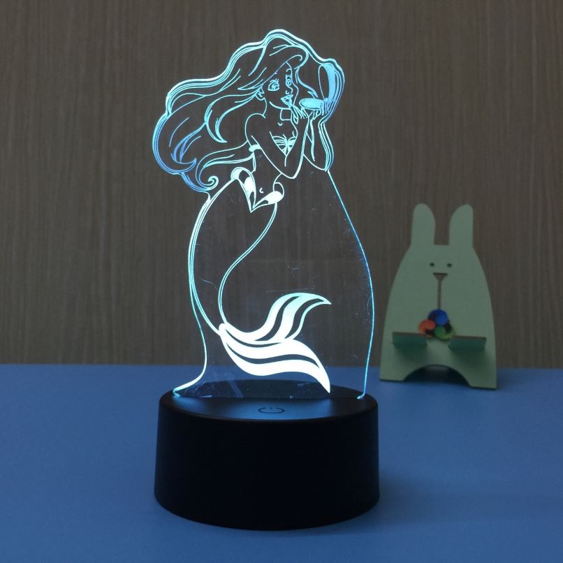 custom creative 3d table light night hologram optical illusion clock lamp