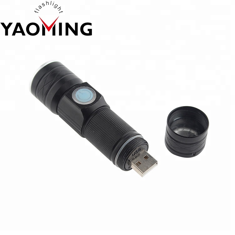 Aluminum Alloy USB Rechargeable Mini LED Flashlight Torch